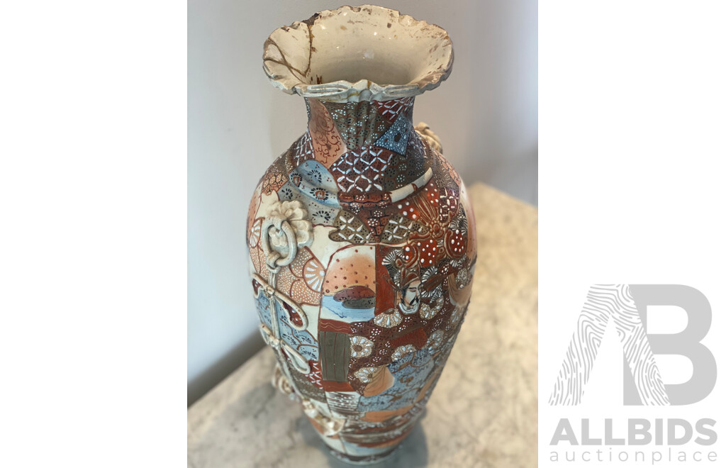 Satsuma Style Vase with Ribbon Applications