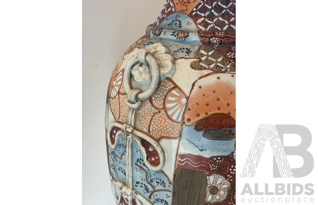 Satsuma Style Vase with Ribbon Applications