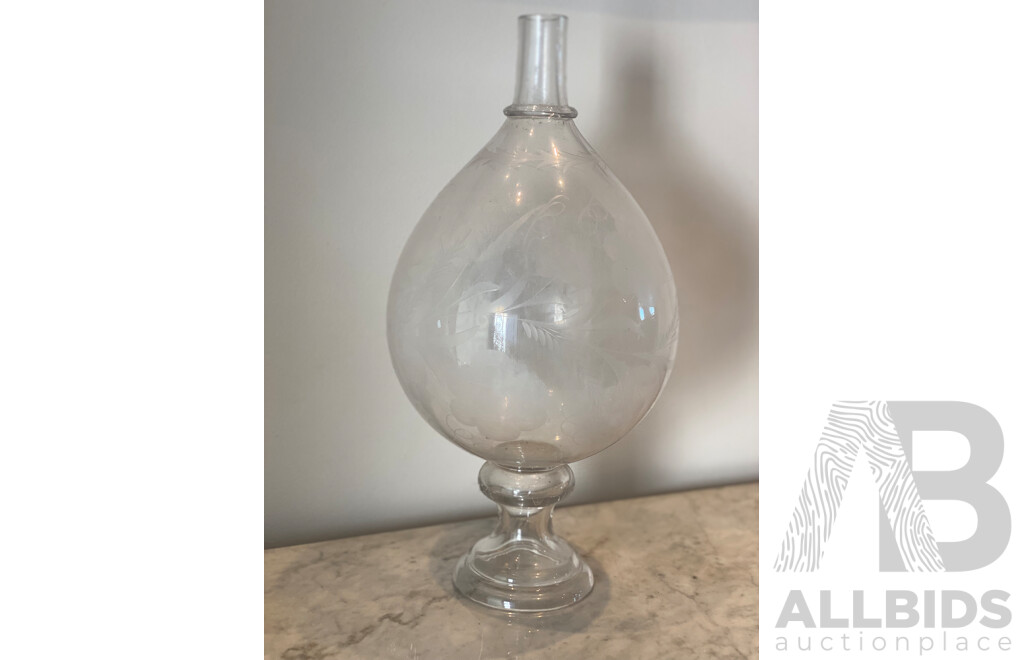 Handblown and Decoratively Cut Glass Lantern Shade