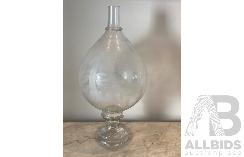 Handblown and Decoratively Cut Glass Lantern Shade