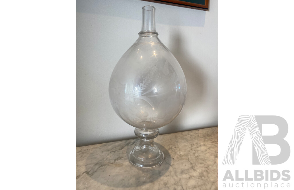 Handblown and Decoratively Cut Glass Lantern Shade