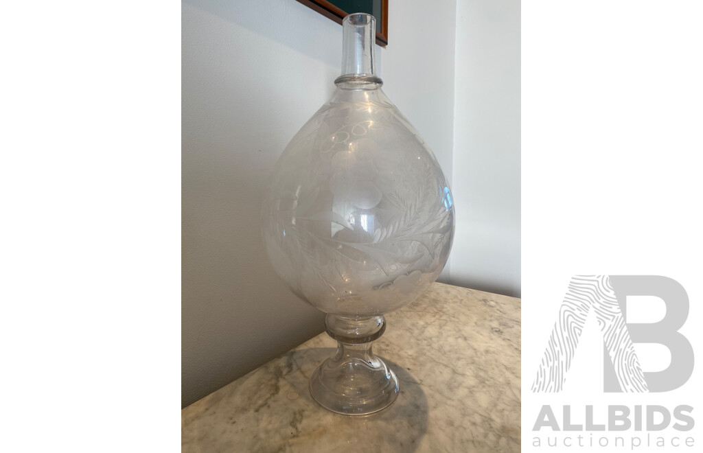 Handblown and Decoratively Cut Glass Lantern Shade