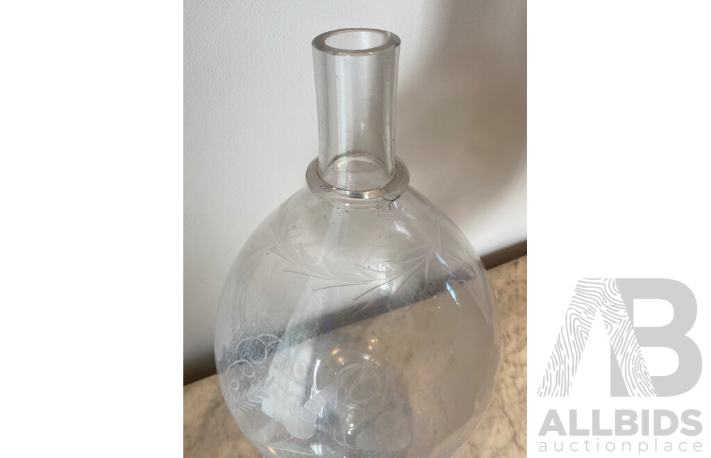 Handblown and Decoratively Cut Glass Lantern Shade