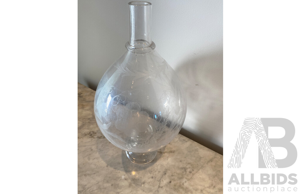 Handblown and Decoratively Cut Glass Lantern Shade