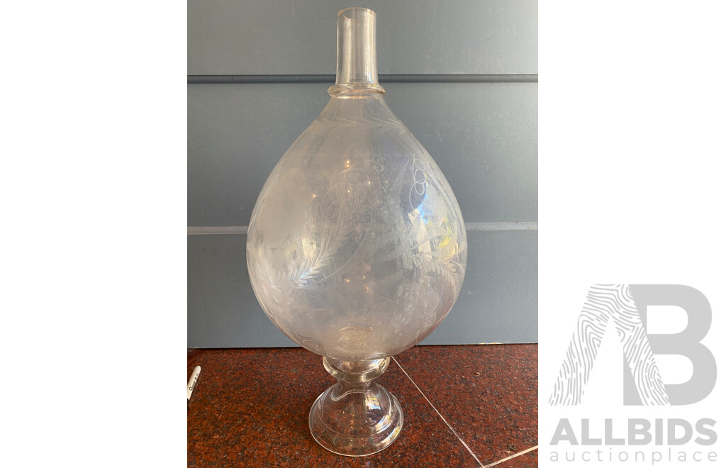Handblown and Decoratively Cut Glass Lantern Shade