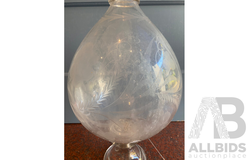 Handblown and Decoratively Cut Glass Lantern Shade