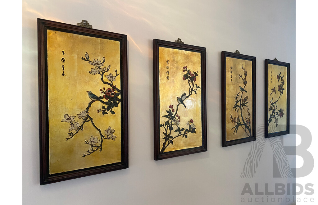 Four Gilt Chinese Panels