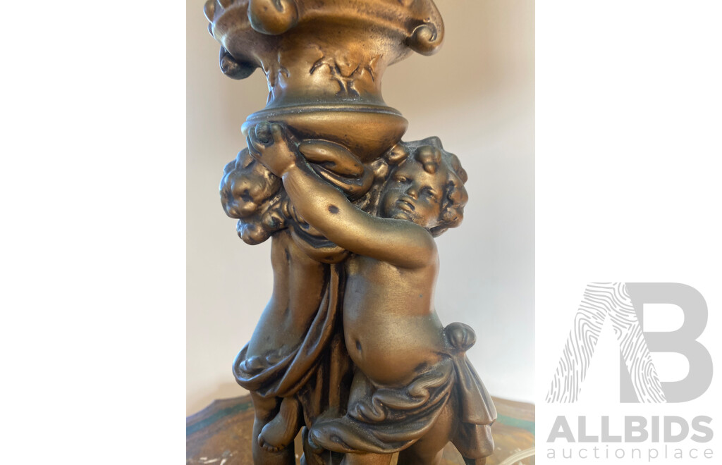 Pair of Gilt Plaster Table Lamps with Putto Form Supports