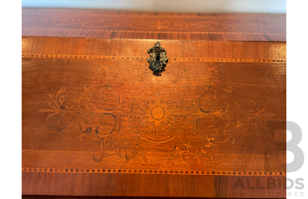 French Style Fruitwood Marquetry Inlaid Bureau