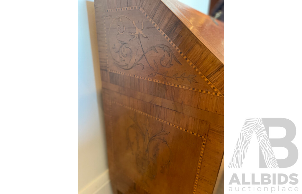 French Style Fruitwood Marquetry Inlaid Bureau