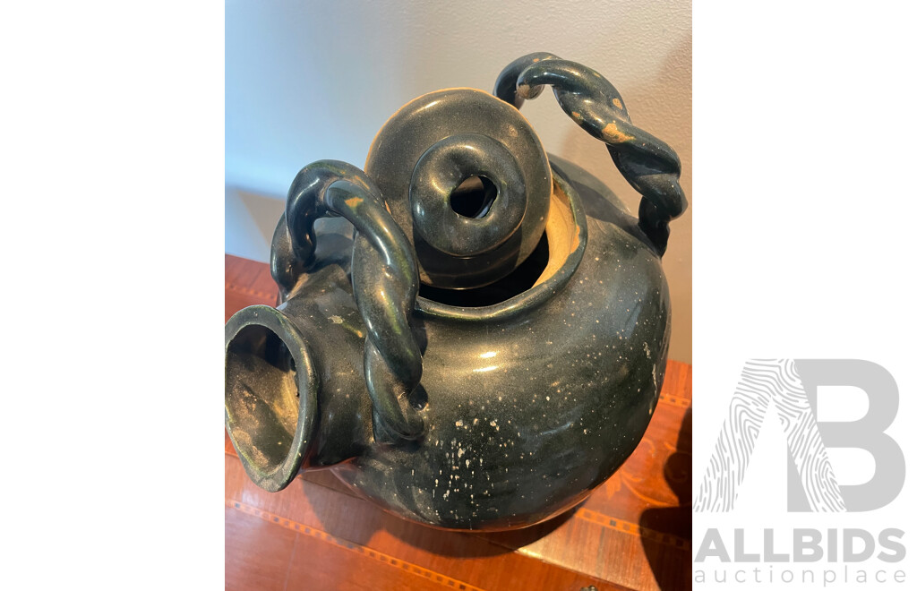 Roma Rubensohn (1927-2025)  - Two Decorative Studio Stoneware Crock Pots with Strainer 