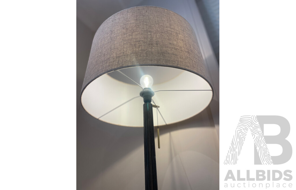 Timber Standard Lamp with Circular Shade