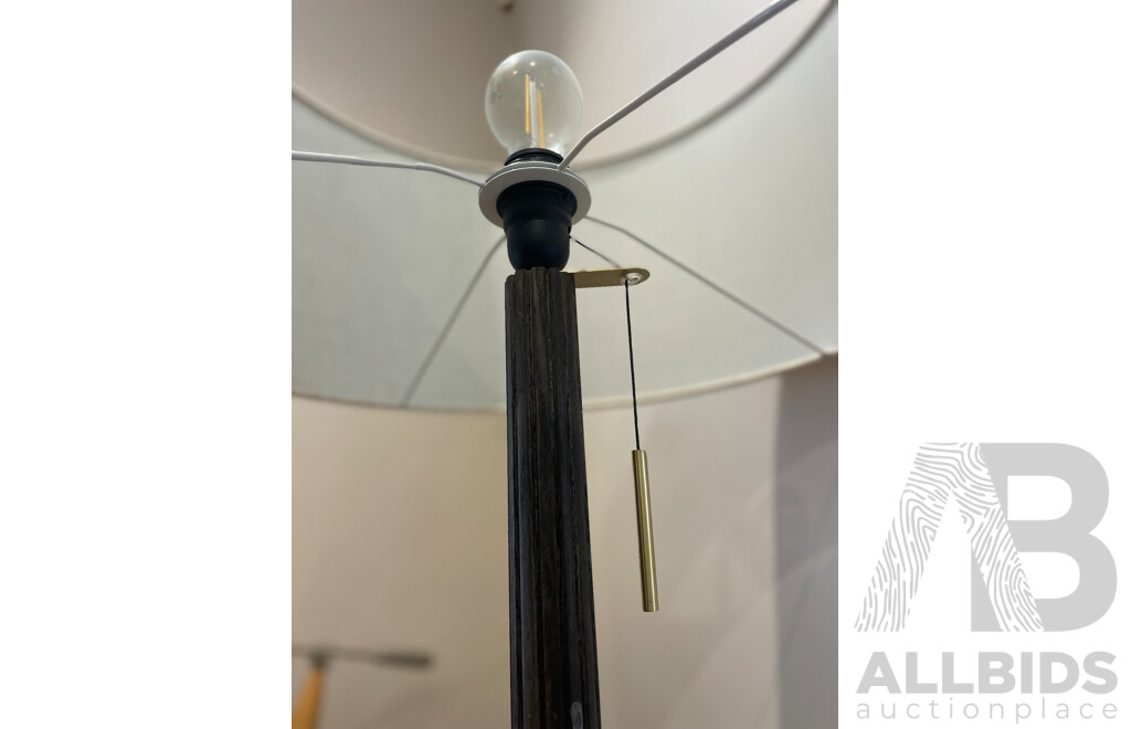 Timber Standard Lamp with Circular Shade