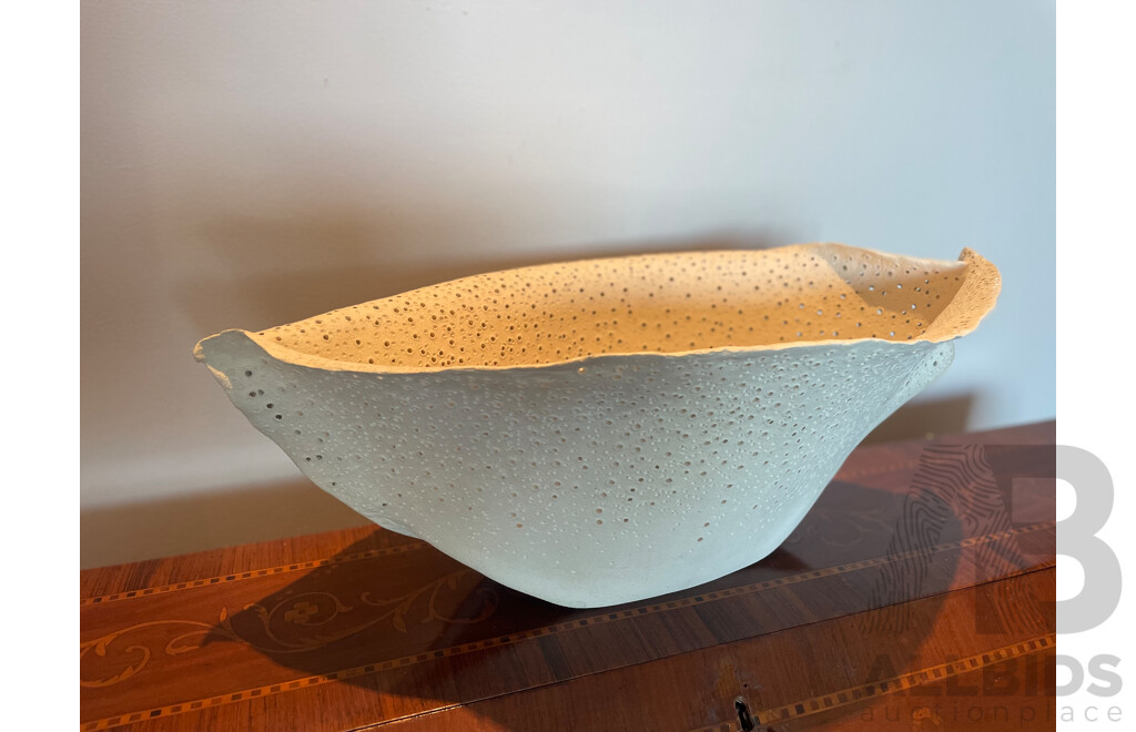 Organic Form Perforated Studio Bisque Fired Bowl