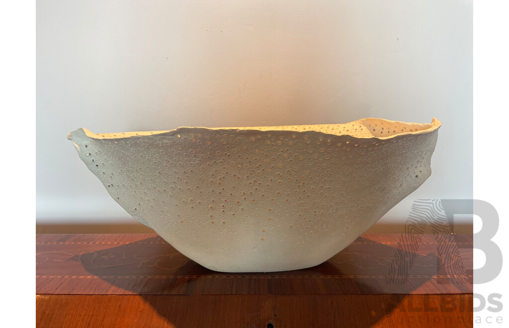Organic Form Perforated Studio Bisque Fired Bowl