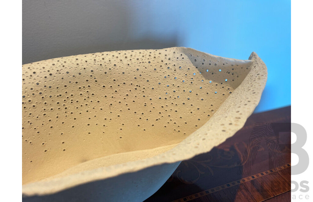 Organic Form Perforated Studio Bisque Fired Bowl
