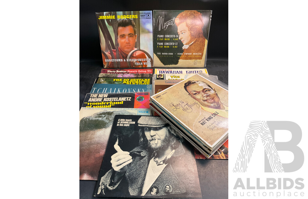 Collection of  Vintage Vinyl LP Records - Including Jimmie Rodgers, Nat King, Marty Robbins, Harry Nilsson and Much More