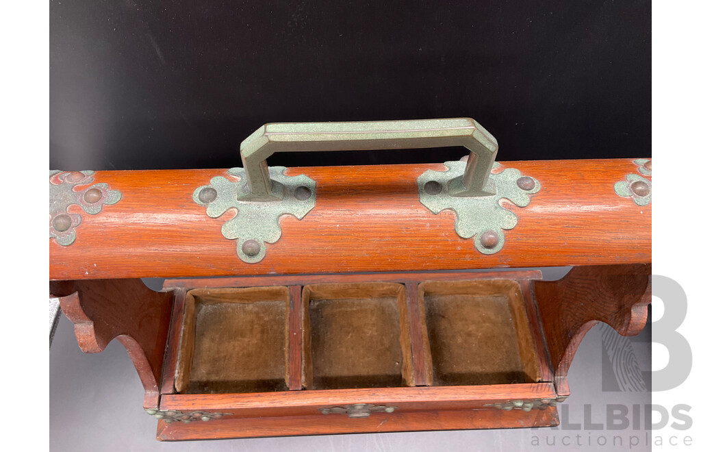 Wooden Tantalus and Balance Scale and Weights - Lot of 2