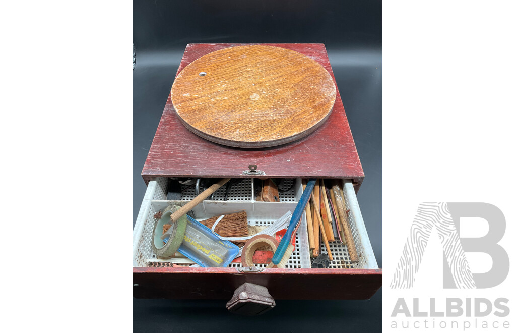 Bonsai Turntable Potting Stand and Drawer with Tools