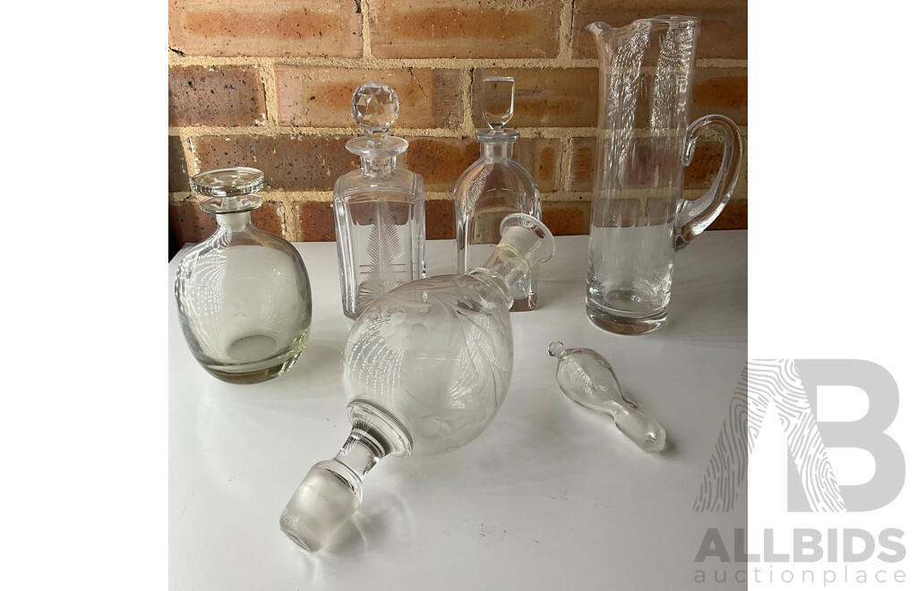 Collection of Decanters and Cut Crystal  - Lot of 5