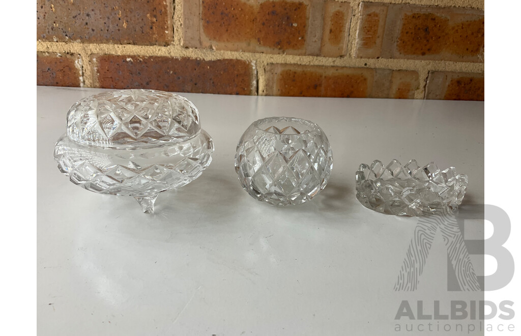 Collection of Bowls, Plates and Glasses - Including Waterford Crystal Lismore Bowl, HOYA Crystal,  Moss Agate Bowl and More  - Lot of 11