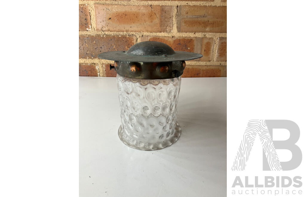 Victorian Ruby Glass Oil Lamp, Light Fixture and Iron Candle Holder - Lot of 3