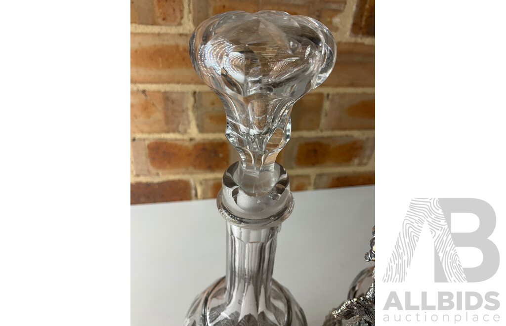 Three Bottle Tantalus and BARKER ELLIS Silver-Plated Bowl and Silver Bowl- Lot of 3