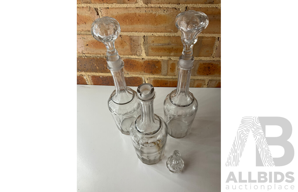 Three Bottle Tantalus and BARKER ELLIS Silver-Plated Bowl and Silver Bowl- Lot of 3