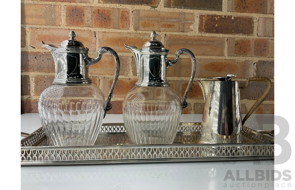 Tea Set Including Tea Pot Kettle on Stand, CRUSADER PLATE, MARDY BROS SYDNEY & BRISBANE, E.P.B. - Lot of 7