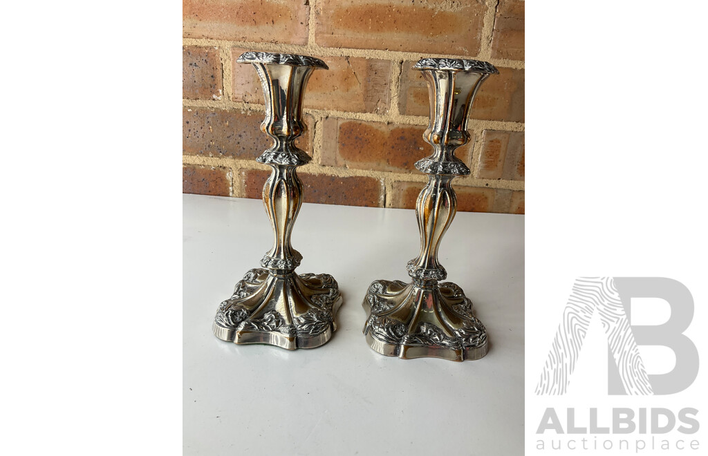 Victorian Brass Kettle on Stand, Pair of Mexican Tane Silver Swan Bowl, Pair of Metal Drip Coffe Maker and Pair of Candlesticks Holders- Lot of 7