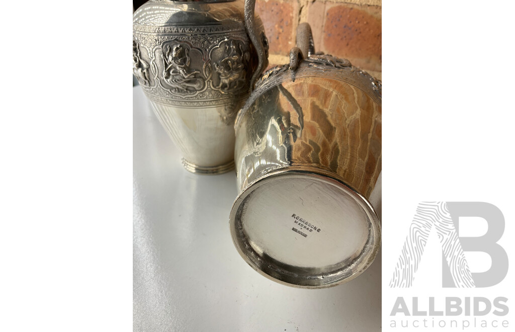 Collection of White Metal and Silver Plated Collectables, Including FLAVELLE & ROBERTS Napkin Lunt, HARDY BROS Cruet Set, RONSON Table Top Lighter, Salt and Peper Shakers and more 