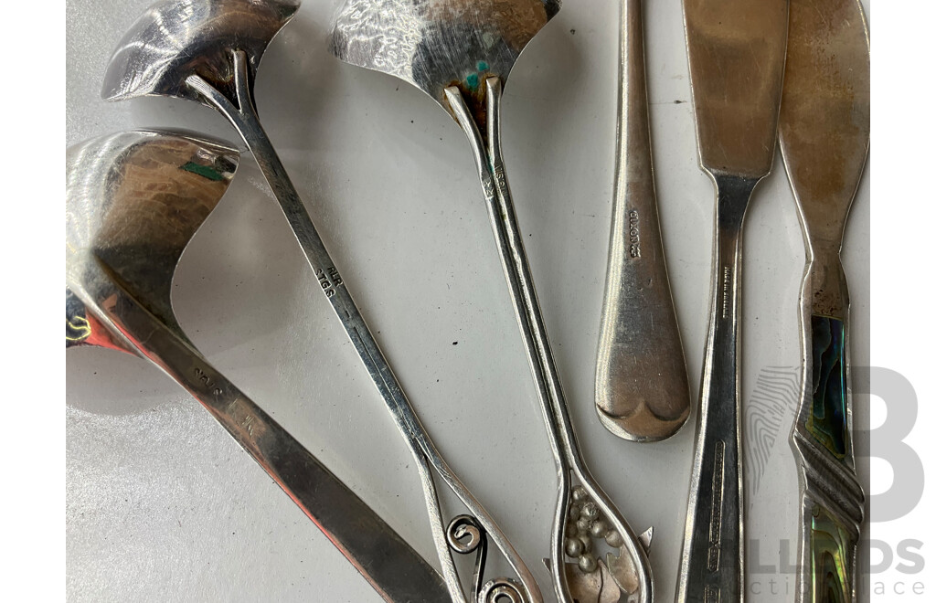Collection of White Metal and Silver Plated Collectables, Including FLAVELLE & ROBERTS Napkin Lunt, HARDY BROS Cruet Set, RONSON Table Top Lighter, Salt and Peper Shakers and more 