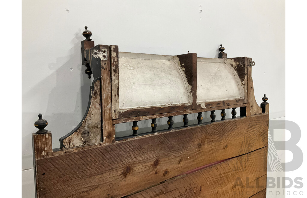 Ebonised and Gilt Handpainted Mantel Mirror with Shelves 