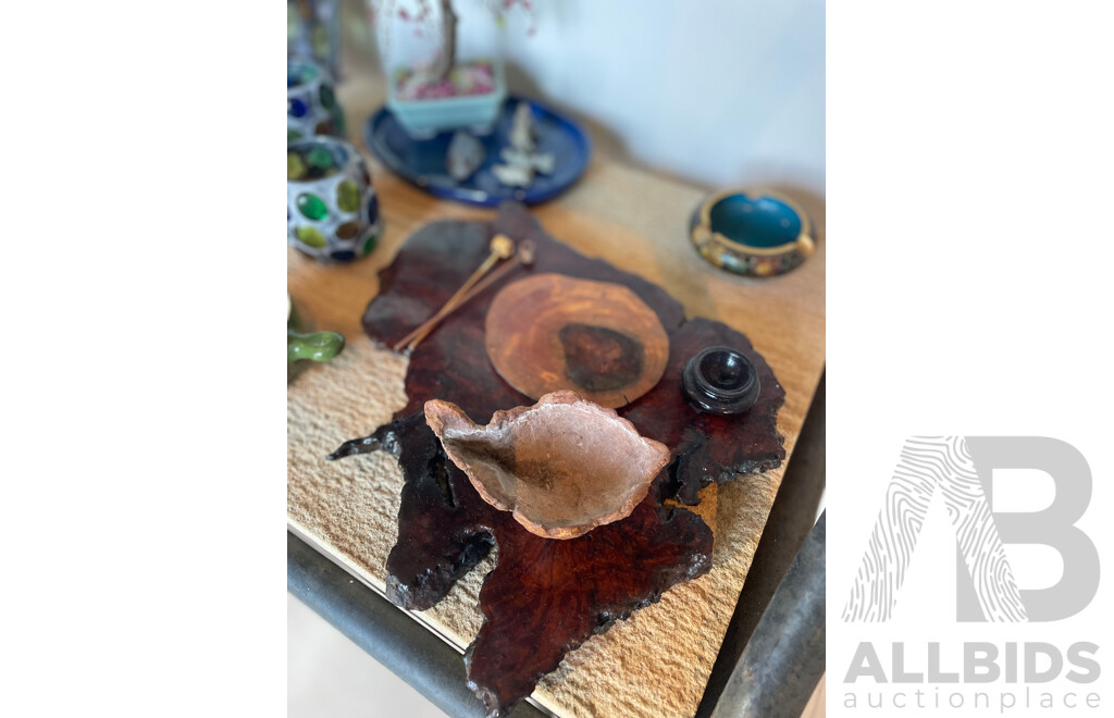 Collection of Objects Including Bitossi Ashtray, Handpainted Studio Charger