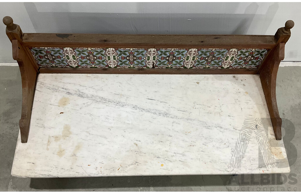 Antique Tile Back Marble Washstand Top