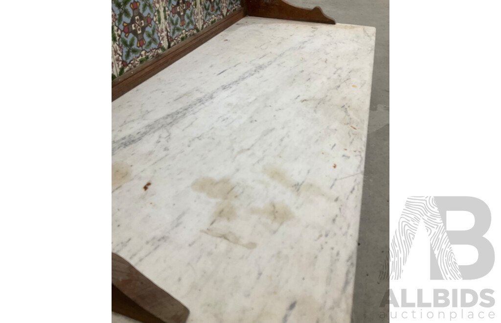 Antique Tile Back Marble Washstand Top