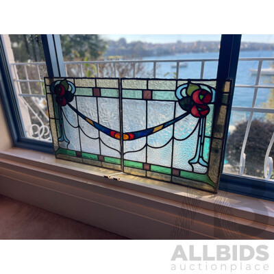 Pair of Seccesionist Style Leadlight Panels