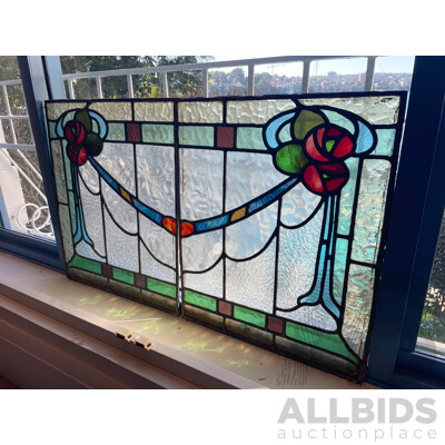 Pair of Seccesionist Style Leadlight Panels