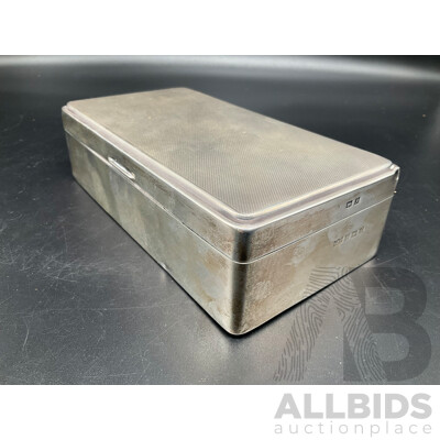 English Art Deco Sterling Silver Cedar Lined Cigarette Box - HARDY BROTHERS, Birmingham 1936