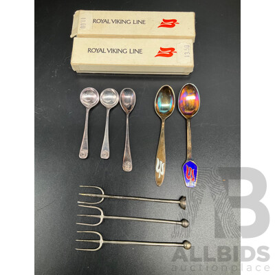 Collecton of ROYAL VIKING LINE Sterling Silver Teaspoons and Others