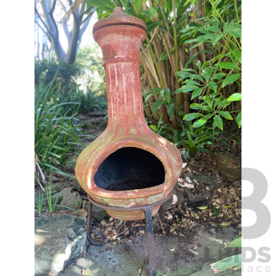 Terracotta Chimnea on Wrought Metal Stand