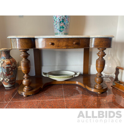 Late 19th Century Marble Topped Walnut Hall Table