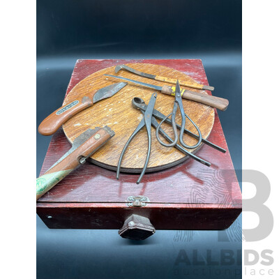 Bonsai Turntable Potting Stand and Drawer with Tools