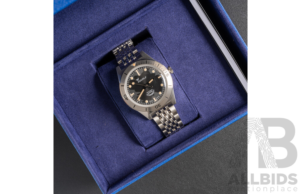Super Squale 38mm Black Sunray 200m Diver Watch, Model SUPERSSBK.AC