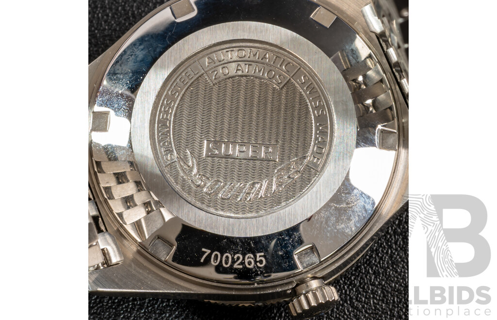 Super Squale 38mm Black Sunray 200m Diver Watch, Model SUPERSSBK.AC