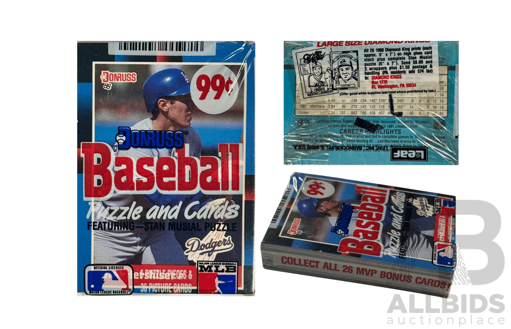 Original Sealed 1988 Donruss MiLB Card Pack Featuring The Stan Musial Puzzle.