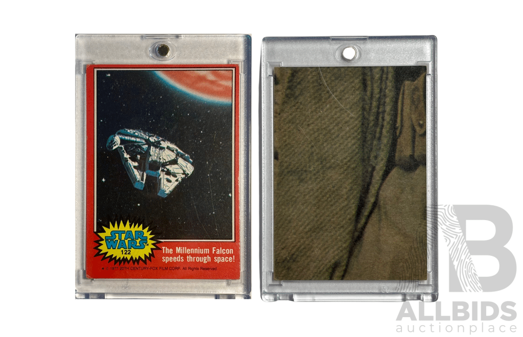 1977 Star Wars Trading Card: The Millennium Falcon Speeds Through Space