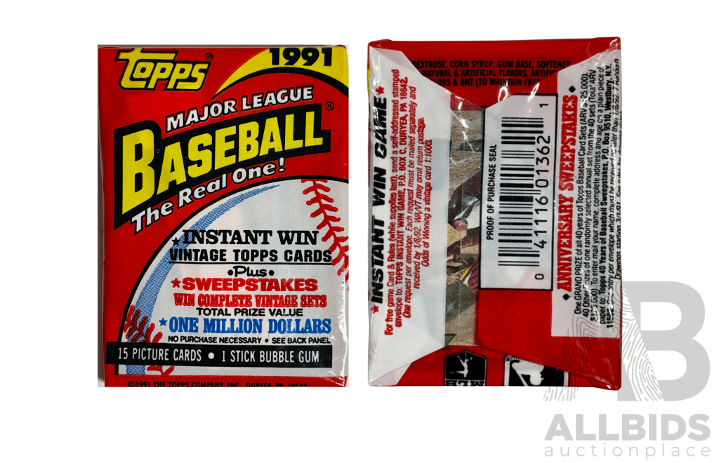 1991 Topps Baseball Unopened Wax Pack