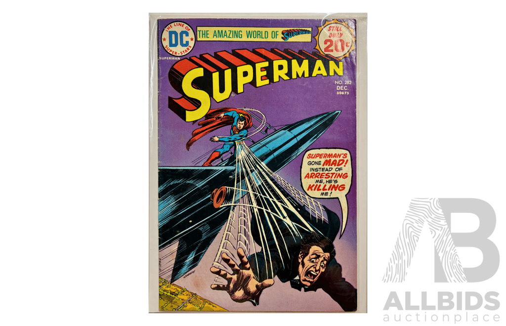 Vintage 1974 Superman Comic Featuring Superman's Gone Mad! With Gripping Purple Cover.