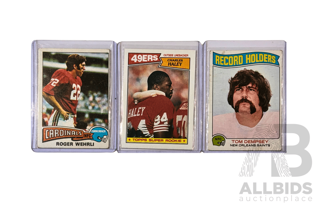 NFL Vintage Card Trio: Wehrli, Haley, Dempsey